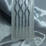 شمع مناسب کیک تولد برند King Candles مدل spaghetti نقره ای