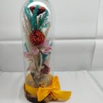 گل خشک شیشه ای قرمز و سفید سایز متوسط